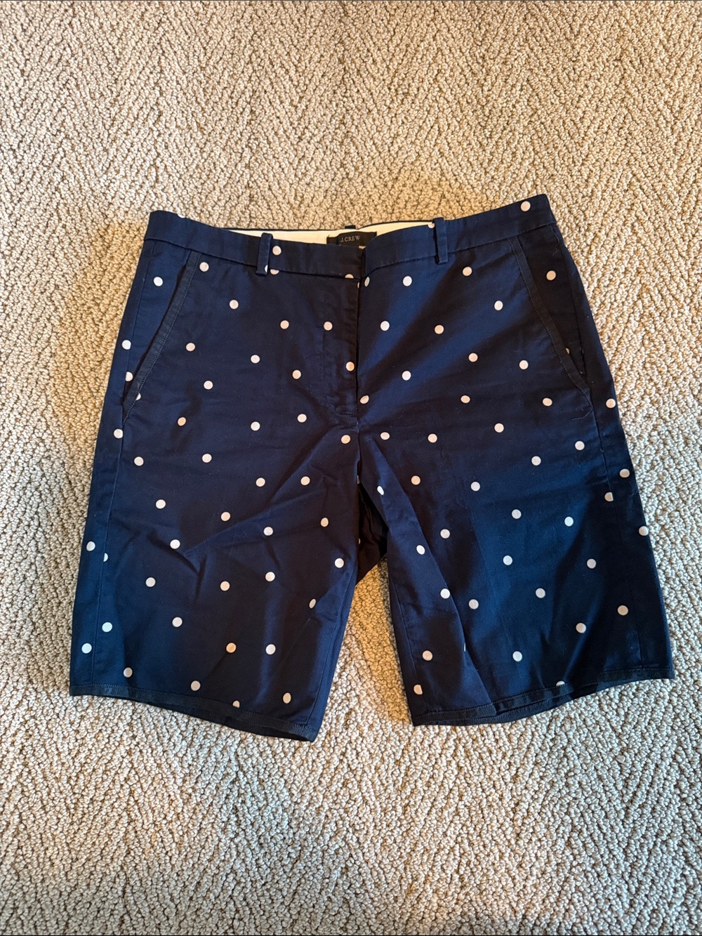 J. Crew Navy Shorts with White Polka Dots